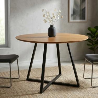 Imagem de Mesa Redonda Nature Com Base De Ferro E Tampo Mdf Laís 90cm