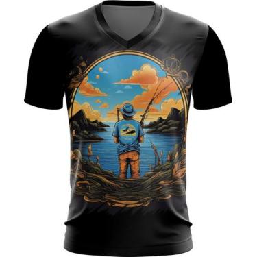 Imagem de Camiseta Gola V Pesca Esportiva Peixes Azul Paz 8 - Kasubeck Store, Ba