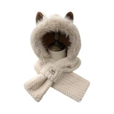 Imagem de Gorro Feminino Com Orelhas De Gato E Pom-Pom, Forrado Com Lã Macia, Ch