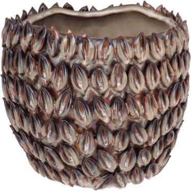 Imagem de VASO DECORATIVO ENFEITE PLANTA CERÂMICA 16x18x18cm BEGE