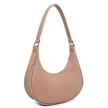 Imagem de Bolsa Feminina de Ombro e Mão OEM Baguete Meia Lua Pequena 20x4x28 Nude para Público Fe...