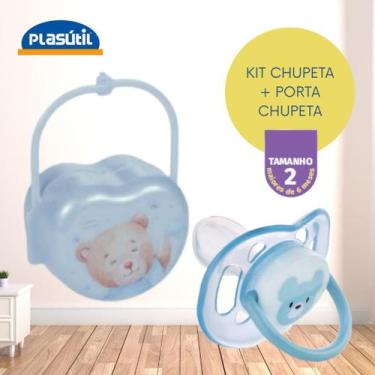 Imagem de Kit chupeta n2 e porta chupeta plasutil, KIT AZUL