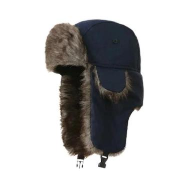Imagem de Chapéu Ushanka Masculino De Inverno Estilo Militar Com Forro De Pele À