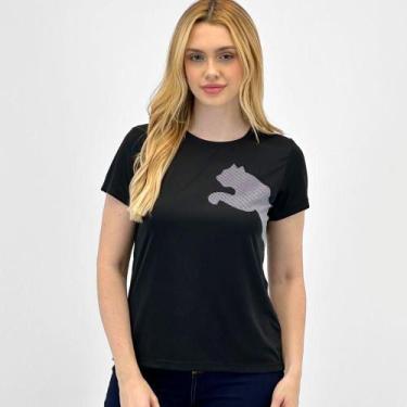 Imagem de Camiseta Puma Dry Manga Curta Big Logo Jersey Feminina, G, Preto