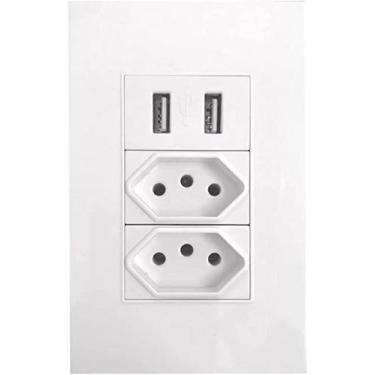 Imagem de Tomada De Parede Duo Com 2 Entradas Usb Bivolt Jwcom - YESHI