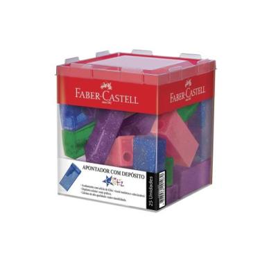 Imagem de Apontador com deposito glitiz Faber Castell - pote com 25 unidades - F