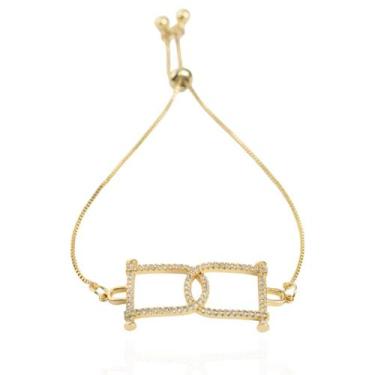 Imagem de Pulseira feminina fina cravejada banhada a ouro 18k - Brimatto