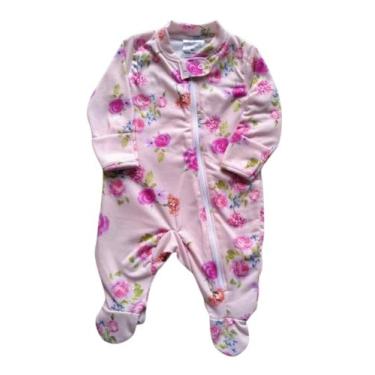 Imagem de Macacão Bebê Feminino Longo com Pezinho Floral Jolie Fofinho, Rosa beb