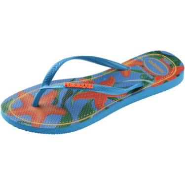 Imagem de Chinelo Havaianas Slim Tropical, Turquesa, 35/36