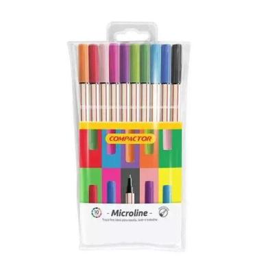 Imagem de Kit Caneta Fineliner Compactor Microline 0.4mm - Blister com 10 Cores
