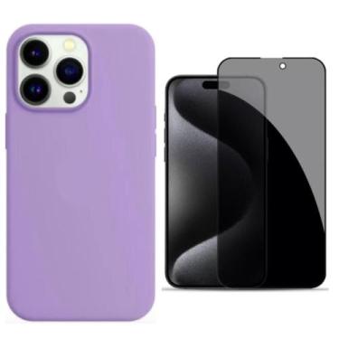 Imagem de Capa Para iPhone 12 Pro Max Lilás Aveludada + Película Privacidade - i