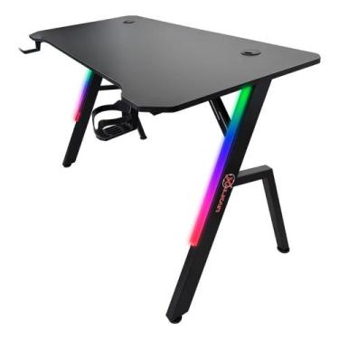 Imagem de Mesa Kalkan Illumi Rgb Inclinável Com Suporte Para Headset E Copo Pret
