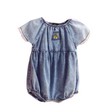 Imagem de Macacão Bebê Jeans Infantil Animê, P, Jeans