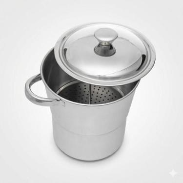 Imagem de Cuscuzeira de Aço Inox 16 x 16 x 20cm - Lyor - Rojemac
