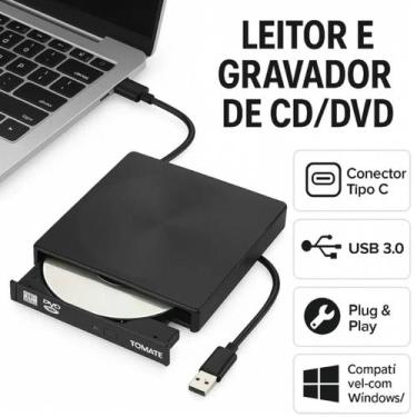 Imagem de Leitor De CD DVD Externo USB Compacto Para Notebook Pronta Entrega Pre