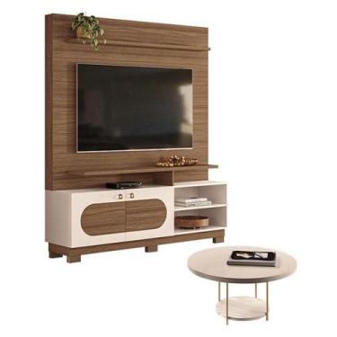 Imagem de Estante Home Theater Axis Castanho Off White Com Mesa De Centro Sky Of
