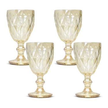 Imagem de Conjunto de Taças de Vidro Diamond Amber Metalizado 330ml - Class Home
