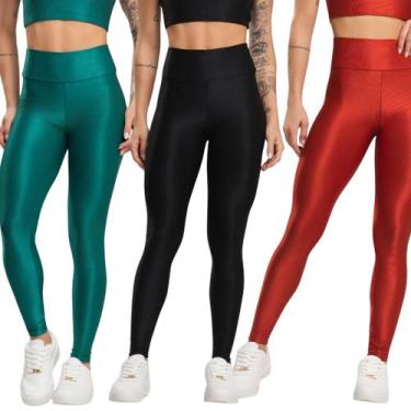 Imagem de KIT 3 Calça Legging Fitness Esmeralda Bella Fiore Roupa Para Academia 