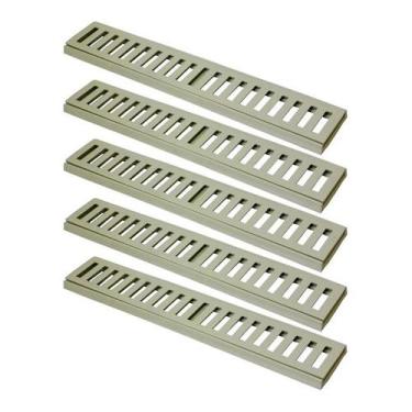 Imagem de Kit 5 Ralo Grelha Linear Caixilho em Alumínio Bege 20x50cm - G.D.A. IN