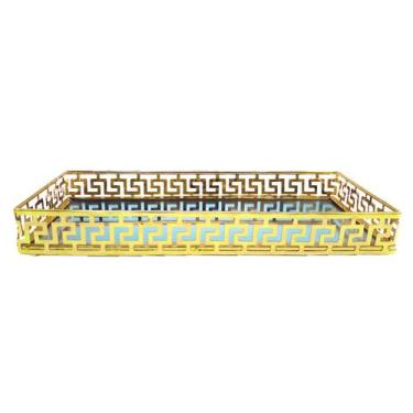 Imagem de Bandeja Espelhada Decorativa Moderna Gold Lavabo Sala 20x10 - Flash