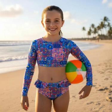 Imagem de Biquíni Infantil Cropped Com Proteção Uv50 Moda Praia Piscina - Love4H