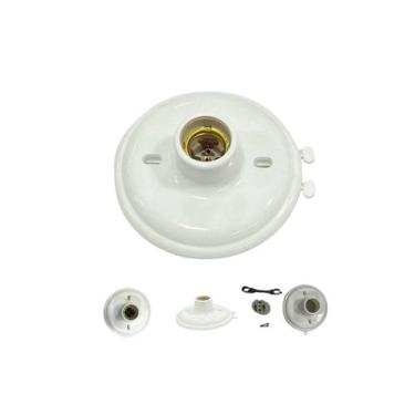 Imagem de Plafon plástico com soquete de porcelana e-27 branco - embalagem com 1