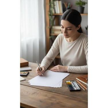 Imagem de 2x Papel Vergê A4 180g Branco Fosco Premium 100 Folhas - Congratulatio