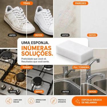 Imagem de Kit 10 Esponjas Tira Manchas Multiuso Em Melamina Prática - Clink