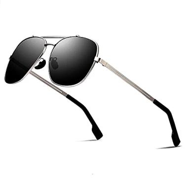 Imagem de Óculos de Sol Polarizados Quadrado Ultra Leve Óculos de sol Masculino Armação de Metal 100% proteção UV