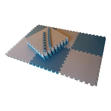 Imagem de Kit 6 Placas Tatames Tapetes EVA 50x50x2cm 20mm Azul Marinho Cinza Meninos