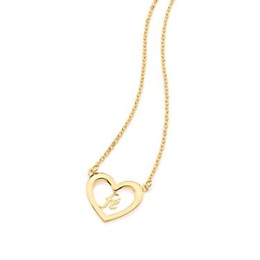 Imagem de Colar Rommanel Banhado Ouro Pingente Coração Fé 532199