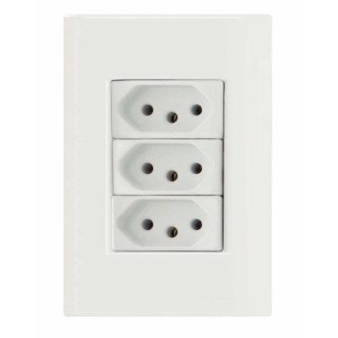 Imagem de Conjunto 4x2 com 3 Tomadas 2P+T 10 A 250 V Tramontina Giz Branco Tramontina