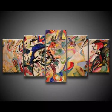 Imagem de Quadro Decorativo 129x63 Arte Pintura Abstrato Moderno Bege