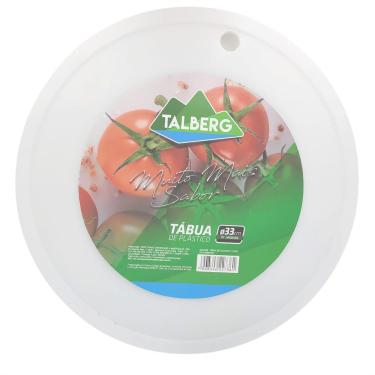 Imagem de Tábua de Plástico Redonda Para Cozinha Corte Temperos Verduras Carnes Branca 33cm