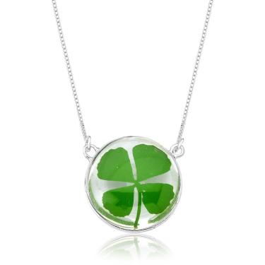 Imagem de Colar Orgonite Trevo de Quatro Folhas Em Prata De Lei 925 Com Garantia