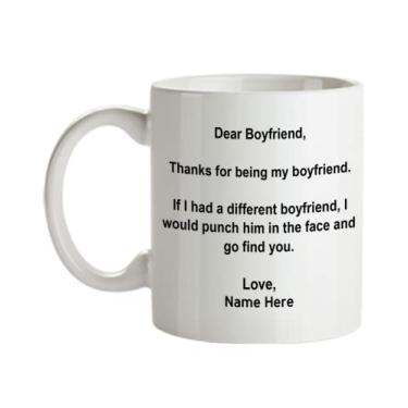 Imagem de Caneca personalizada Dear Boyfriend, Boyfriend Punch Mug, presentes divertidos para namorado, copo de café namorado, copo de café namorado, aniversário de namorado caneca de namorado com nome personalizado