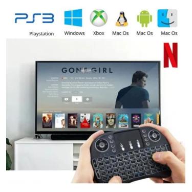 Imagem de Mini Teclado Bluetooth Para Smart Tv Pc Gamer Muda De Cor Led - Dgs