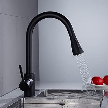 Imagem de GKEKWMX Torneira de pia de cozinha para bar comercial de casa de fazenda, torneira de cozinha de puxar, torneira misturadora de pia de ouro/níquel, torneira de cozinha de 360 graus,