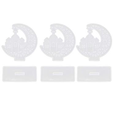 Imagem de Conjunto de 3 moldes de resina de silicone ep¨®xi moldes de fundi??o de resina castelo de cristal decora??o de mesa