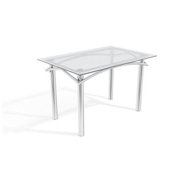 Imagem de Mesa Elba Cromada Com Tampo De Vidro Incolor 1,20m