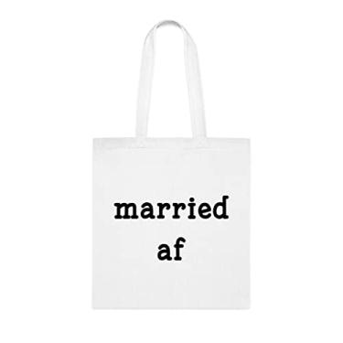 Imagem de Married Af, Married Af Tote Gift, Married Af Tote Gift, Married Af, Married Af Bolsa Reutilizável, Cesta de Aniversário de Natal, Presente Para Ela, Presente Para Ele, Bolsa Feminina Tote, Branco