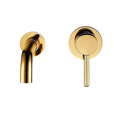 Imagem de Lavatório torneira do banheiro água quente e fria montagem na parede misturador pia torneira giratória banho com alça de alavanca única, ouro polido, 210 mm, China