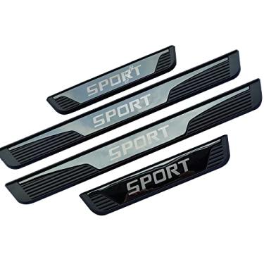 Imagem de GZBFTDH Protetor de entrada de porta de carro, para acessórios esportivos Renault Captur, protetor de peitoril de porta automático painéis de chute de aço inoxidável placa de desgaste (preto)
