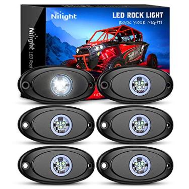 Imagem de Luz de rocha de LED da Nilight, 6 unidades de lâmpadas brancas, à prova d 'água, roda sob o corpo, luz interior para carro, caminhão, pickup, ATV UTV, SUV, motocicleta, 2 anos de garantia