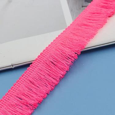 Imagem de 1m engrossar guarnições de borla 2,5 cm de largura cortina de poliéster/travesseiro guarnição brinco/bolsa roupas decorativas renda franja costura, rosa fluorescente