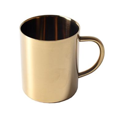 Imagem de Caneca de café quente de inverno com isolamento térmico de parede dupla de aço inoxidável, ouro, 400 ml