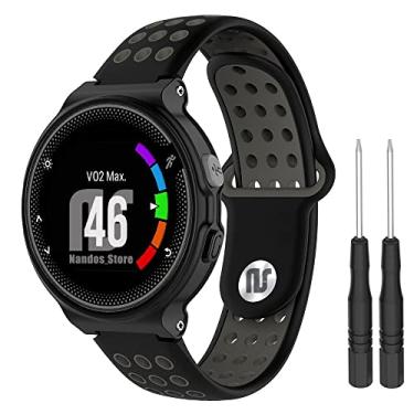 Imagem de Pulseira NSmart compatível com Smartwatch Garmin Forerunner modelos 230 235 220 620 630 735 735XT - Nandos-Store (com chave para troca) (Preto com Cinza NK)