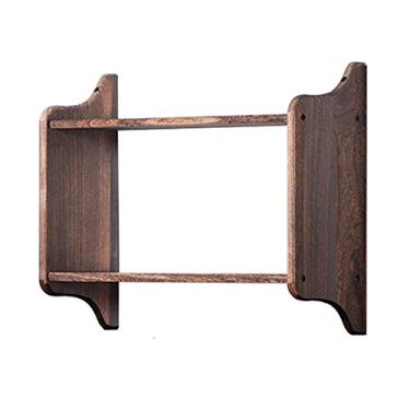 Imagem de Estante de livros rústica de madeira marrom montada na parede estante flutuante unidade de armazenamento e decoração para banheiro, escritório, sala de estar, quarto, lavanderia, estante de cozinha (tamanho : 64 cm x 51 cm x 20 cm)