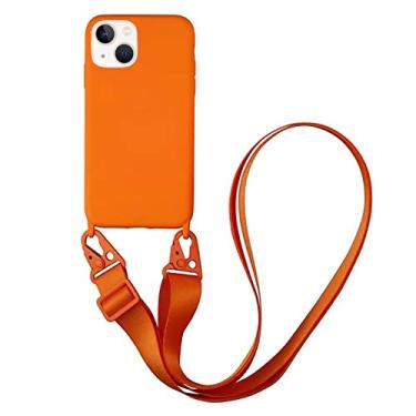 Imagem de CQUUKOI Para iPhone XR, capa de telefone transversal com cordão bonito capa de silicone macio com alça de ombro ajustável, protetor à prova de choque para mulheres meninas laranja