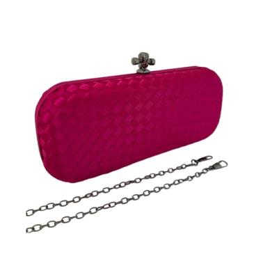 Imagem de Bolsa De Festa Clutch Tressê Cetim Inspired Fúcsia G